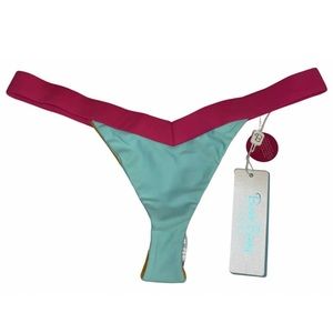 Beach Bunny Noami Micro Tango Thong Bikini Bottom Medium NWT Pink Maldive Orange